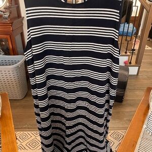 LOFT Navy and White Striped Maxi Dress